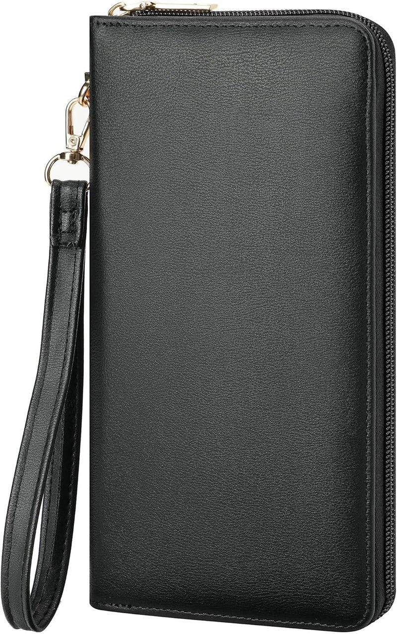 Chelmon Women's Vegan Leather Clutch Wallet with Zip, Hand Strap, Large Capacity - Image 1